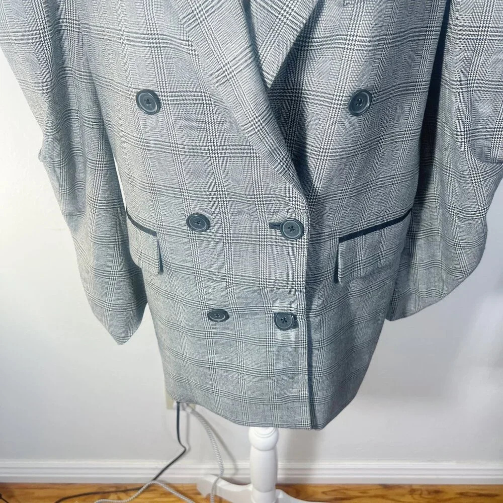 Like New Joie Tomika Blazer in Caviar Multi Double Breasted Plaid Jacket Size 4 - Picture 4 of 8